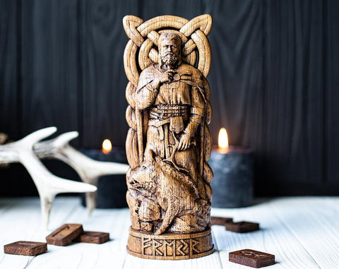 【Wood Sculpture】Freyr, Norse pantheon, viking pagan asatru heathen god and goddess Scandinavian gods altar mythology