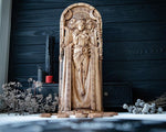 【Wood Sculpture】Hecate statue 15", Greek goddess, for pagan home altar, wicca statue, witches, Hecate key, Triple goddess