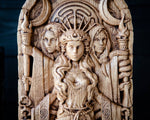 【Wood Sculpture】Hecate statue 15", Greek goddess, for pagan home altar, wicca statue, witches, Hecate key, Triple goddess