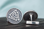 Cufflinks with Valknut Symbol, 925 Silver Cufflinks, Norse Cufflinks, Valknut Cufflinks, Viking Cufflinks, Handmade Norse Jewelry