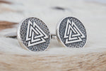 Cufflinks with Valknut Symbol, 925 Silver Cufflinks, Norse Cufflinks, Valknut Cufflinks, Viking Cufflinks, Handmade Norse Jewelry