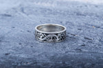 Viking Style Band Norse Ornament Jewelry and Unique Pattern Ring, Scandinavian Jewelry, Nordic Ring, Handcrafted Viking Jewelry