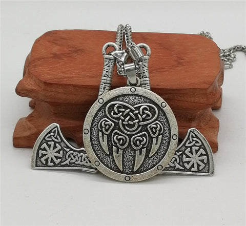 New Magicun Viking~knot bear paw Pendant Slavic kolovrat Axe Necklace pagan Jewelry 1pc