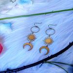 moon earrings Celestial jewelry brass minimalism Boho crescent dangle Moon phase earrings witch  fashion