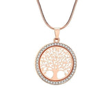 Necklace Rose Gold Color Delicate Jeweled Tree of Life Pendant Necklace