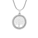 Necklace Silver Color Delicate Jeweled Tree of Life Pendant Necklace