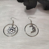 new silver color Sun And Moon earrings chain Pair Of Celestial Best Friends Gift For Friend long pendants men women fashion 2020