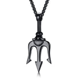 Pendant Necklaces Black Ancient Greece Trident Stainless Steel Necklace Ancient Treasures Ancientreasures Viking Odin Thor Mjolnir Celtic Ancient Egypt Norse Norse Mythology