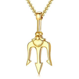 Pendant Necklaces Gold Ancient Greece Trident Stainless Steel Necklace Ancient Treasures Ancientreasures Viking Odin Thor Mjolnir Celtic Ancient Egypt Norse Norse Mythology