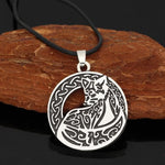 Pendant Necklaces Leather-chain Celtic Fox Knot Amulet Pendant Necklace