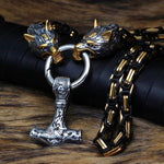 Pendant Necklaces Viking Mjölnir Triquetra Wolves Stainless Steel Necklace Ancient Treasures Ancientreasures Viking Odin Thor Mjolnir Celtic Ancient Egypt Norse Norse Mythology