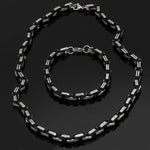 Pendants & Necklaces 50 CM / 20 INCHES / Silver & Black / 23 CM / 9 INCHES Viking Stainless Steel King Chain + Bracelet Ancient Treasures Ancientreasures Viking Odin Thor Mjolnir Celtic Ancient Egypt Norse Norse Mythology