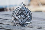 Freemason Square & Compass Eye of Providence Sterling Silver Pendant