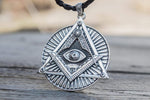 Freemason Square & Compass Eye of Providence Sterling Silver Pendant