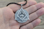 Freemason Square & Compass Eye of Providence Sterling Silver Pendant
