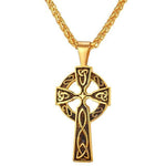 Pendants & Necklaces Gold Golden Stainless Steel Triquetra Irish Cross Pendant Necklace Ancient Treasures Ancientreasures Viking Odin Thor Mjolnir Celtic Ancient Egypt Norse Norse Mythology