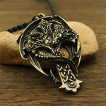 Pendants & Necklaces Gold / Metal Celtic Cross with Guardian Dragon Necklace Ancient Treasures Ancientreasures Viking Odin Thor Mjolnir Celtic Ancient Egypt Norse Norse Mythology