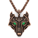 Pendants & Necklaces Green Eyes / Bronze Norse Eye Colored Wolf Pendant Necklace Ancient Treasures Ancientreasures Viking Odin Thor Mjolnir Celtic Ancient Egypt Norse Norse Mythology