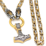 Pendants & Necklaces Massive Stainless Steel Snake King Chain with Mjolnir Ancient Treasures Ancientreasures Viking Odin Thor Mjolnir Celtic Ancient Egypt Norse Norse Mythology