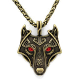Pendants & Necklaces Red Eyes / Gold Norse Eye Colored Wolf Pendant Necklace Ancient Treasures Ancientreasures Viking Odin Thor Mjolnir Celtic Ancient Egypt Norse Norse Mythology