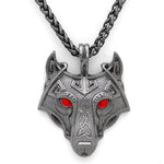 Pendants & Necklaces Red Eyes / Silver Norse Eye Colored Wolf Pendant Necklace Ancient Treasures Ancientreasures Viking Odin Thor Mjolnir Celtic Ancient Egypt Norse Norse Mythology