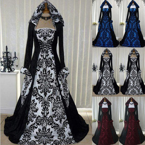 Halloween Costume Wicca Witch Medieval Dress Women Adult Plus Size Scary Cosplay Gothic New Wizard Halloween Costumes Magic Set