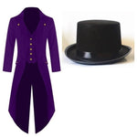 Plus Size 5XL Mens Steampunk Costume Vintage Tailcoat Jacket Gothic Magician Ringmaster Coat With Magic Hat Magic Set