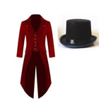 Plus Size 5XL Mens Steampunk Costume Vintage Tailcoat Jacket Gothic Magician Ringmaster Coat With Magic Hat Magic Set