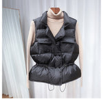 Winter Down Vest Women Short Vest Windbreaker Lightweight Coat Warm Waistcoat Female White Duck Down Coat Sleeveless Jacket Magic Set