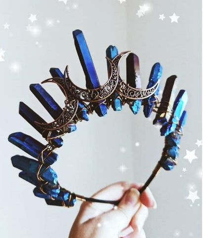 Witch accessories jewelry moon wicca wizard crown headband dark blue black headband Magic Set