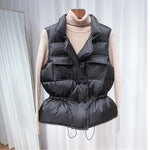 Winter Down Vest Women Short Vest Windbreaker Lightweight Coat Warm Waistcoat Female White Duck Down Coat Sleeveless Jacket Magic Set