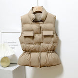 Winter Down Vest Women Short Vest Windbreaker Lightweight Coat Warm Waistcoat Female White Duck Down Coat Sleeveless Jacket Magic Set