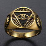 Rings 316L Stainless Steel Signet Ring For Men Triangle Eye of Providence Illuminati Pyramid All Seeing Eye Fashion Male Jewelry HR365|Rings| Ancient Treasures Ancientreasures Viking Odin Thor Mjolnir Celtic Ancient Egypt Norse Norse Mythology