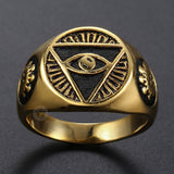 Rings 316L Stainless Steel Signet Ring For Men Triangle Eye of Providence Illuminati Pyramid All Seeing Eye Fashion Male Jewelry HR365|Rings| Ancient Treasures Ancientreasures Viking Odin Thor Mjolnir Celtic Ancient Egypt Norse Norse Mythology