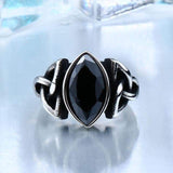Rings 7 / Black Celtic Gem Stone Stainless Steel Triquetra Ring Ancient Treasures Ancientreasures Viking Odin Thor Mjolnir Celtic Ancient Egypt Norse Norse Mythology