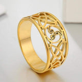 Rings 7 / Gold Celtic Triple Spiral Triskele  Stainless Steel Ring Ancient Treasures Ancientreasures Viking Odin Thor Mjolnir Celtic Ancient Egypt Norse Norse Mythology