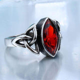 Rings 7 / Red Celtic Gem Stone Stainless Steel Triquetra Ring Ancient Treasures Ancientreasures Viking Odin Thor Mjolnir Celtic Ancient Egypt Norse Norse Mythology
