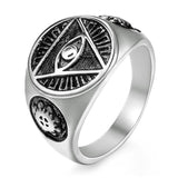 Rings 7 / Steel 316L Stainless Steel Signet Ring For Men Triangle Eye of Providence Illuminati Pyramid All Seeing Eye Fashion Male Jewelry HR365|Rings| Ancient Treasures Ancientreasures Viking Odin Thor Mjolnir Celtic Ancient Egypt Norse Norse Mythology