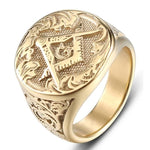 Rings 7 / Type 1 / China Masonic Free Mason Ring for Men Gold Stainless Steel AG Freemason Ring Freemasonry Jewelry Punk Men's Gift Size 8 13|Rings| Ancient Treasures Ancientreasures Viking Odin Thor Mjolnir Celtic Ancient Egypt Norse Norse Mythology