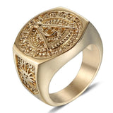 Rings 7 / Type 2 / China Masonic Free Mason Ring for Men Gold Stainless Steel AG Freemason Ring Freemasonry Jewelry Punk Men's Gift Size 8 13|Rings| Ancient Treasures Ancientreasures Viking Odin Thor Mjolnir Celtic Ancient Egypt Norse Norse Mythology