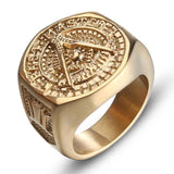 Rings 7 / Type 3 / China Masonic Free Mason Ring for Men Gold Stainless Steel AG Freemason Ring Freemasonry Jewelry Punk Men's Gift Size 8 13|Rings| Ancient Treasures Ancientreasures Viking Odin Thor Mjolnir Celtic Ancient Egypt Norse Norse Mythology