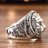 Rings 925 Sterling Ornament Cool Lion Head King of Beasts Cool Men Ring Thai silver Vintage Punk Gothic Biker Lion Head Finger Rings|Rings| Ancient Treasures Ancientreasures Viking Odin Thor Mjolnir Celtic Ancient Egypt Norse Norse Mythology