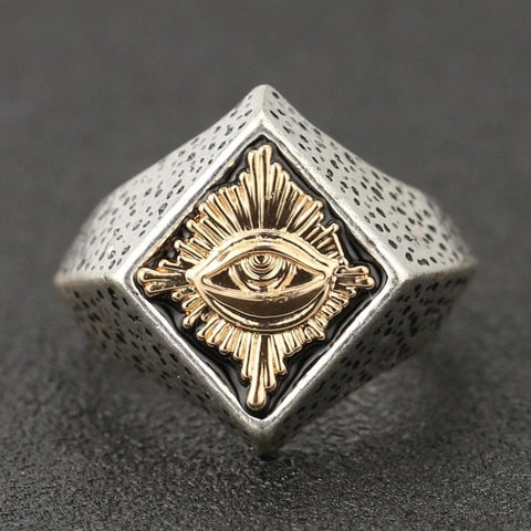 Rings Eye of Providence Ring All Seeing Eye Egyptian Mythology Apollo Square Statement Vintage Gold Silver Color Jewelry Men Wholesale|Rings| Ancient Treasures Ancientreasures Viking Odin Thor Mjolnir Celtic Ancient Egypt Norse Norse Mythology