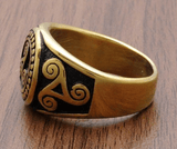 Rings Free Shipping Punk 316L Stainless Steel Golden Plated Norse Knot Ring Men's Viking Ring Amulet Jewellery|Rings| Ancient Treasures Ancientreasures Viking Odin Thor Mjolnir Celtic Ancient Egypt Norse Norse Mythology