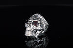 Freemason Skull Sterling Silver Ring with Square & Compass Symbol