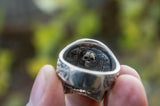 Freemason Skull Sterling Silver Ring with Square & Compass Symbol