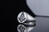 Freemason Square and Compass Sterling Silver Handcrafted Ring