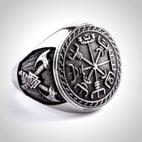 Rings Hand-Crafted Stainless Steel Viking Vegvisir Ring Ancient Treasures Ancientreasures Viking Odin Thor Mjolnir Celtic Ancient Egypt Norse Norse Mythology