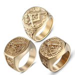 Rings Masonic Free Mason Ring for Men Gold Stainless Steel AG Freemason Ring Freemasonry Jewelry Punk Men's Gift Size 8 13|Rings| Ancient Treasures Ancientreasures Viking Odin Thor Mjolnir Celtic Ancient Egypt Norse Norse Mythology