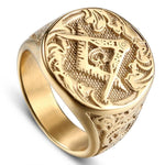 Rings Masonic Free Mason Ring for Men Gold Stainless Steel AG Freemason Ring Freemasonry Jewelry Punk Men's Gift Size 8 13|Rings| Ancient Treasures Ancientreasures Viking Odin Thor Mjolnir Celtic Ancient Egypt Norse Norse Mythology
